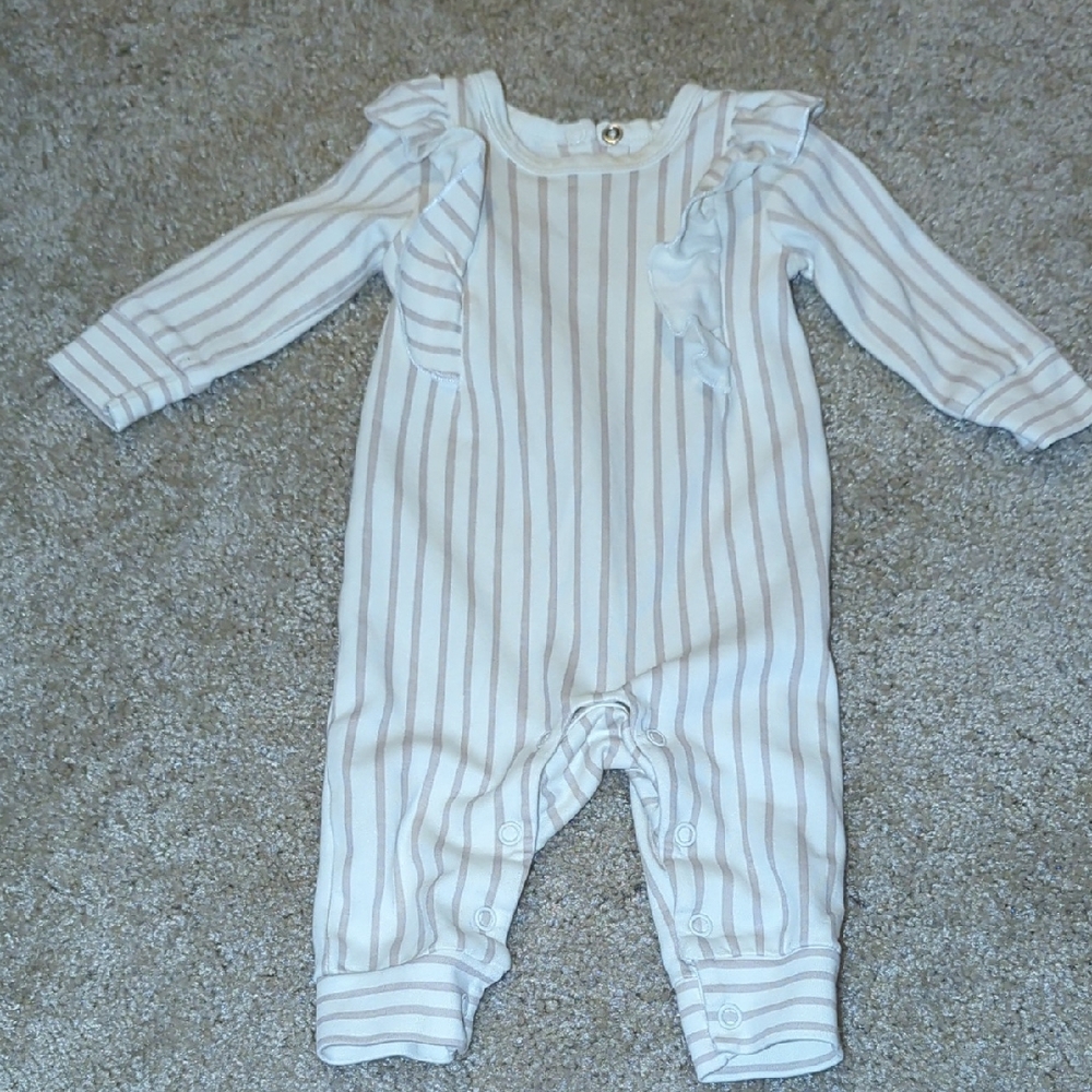 Striped White and Gray Kids One Piece